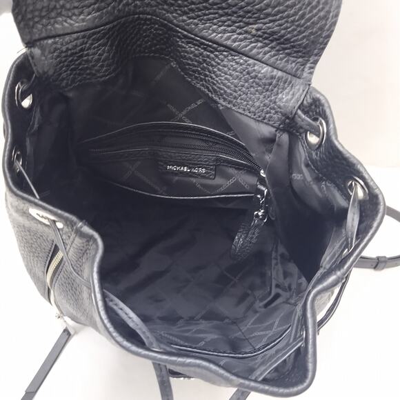 Michael Kors Viv Black Pebbled Leather Top Handle Drawstring Zipper Backpack - Picture 10 of 16